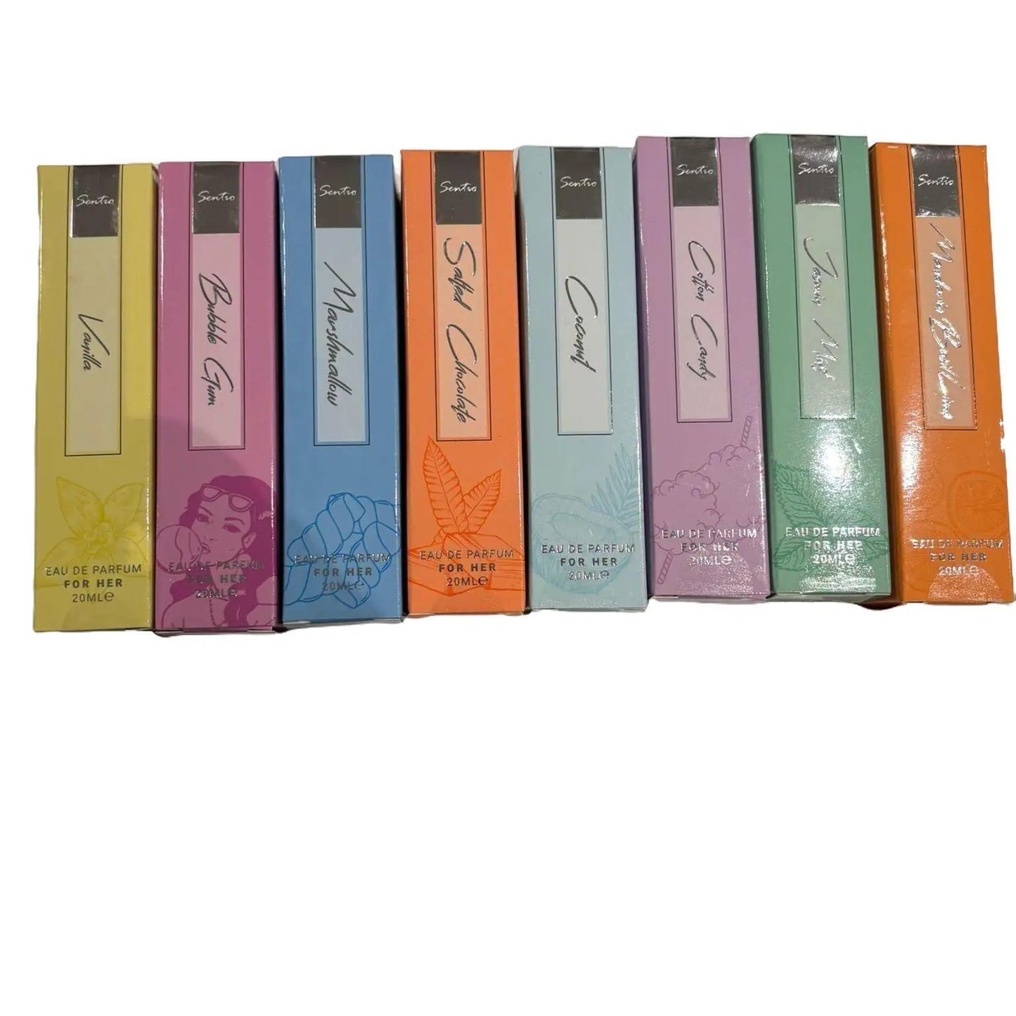 NEW 8pc miniature perfume set, 20ml each - RAINBOW TEMPTATION - exclusive 8pc bundle - Eau de perfume made in Europe - total 160 ml perfumes